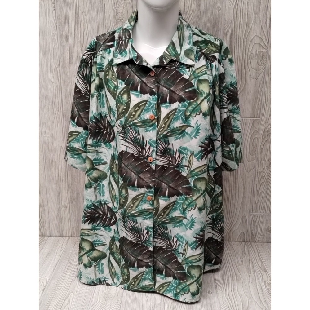 VINTAGE CST STUDIO 3X HAWAIIAN SHORT SLEEVE SHIRT PALM TREE‎ PATTERN USED